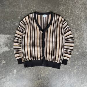 Vintage Abstract multicolor vertical knit sweater cardigan